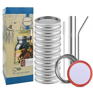 24 Sets Wide Mouth Jars Lids and Bands for Canning Jar Leak Proof Split-Type Canning Lids and Rings for Ball Kerr Jars 24 Wide Mouth Lids and Bands