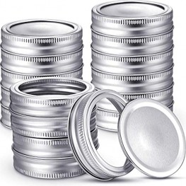 48 Pieces Canning Jar Lids and Bands for Regular Mouth Mason Jars Split-Type Lids with Silicone Seals Rings Leak-Proof Secure Mason Canning Jar Cap Compatible with Mason Jar Silver