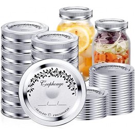 48 Pieces Regular Canning Jar Lids and Rings Set for Ball Kerr Jars Split-type Thick Metal Mason Jar Lids and Rings for Canning,Food Grade Material,100% Fit & Airtight for Regular Mouth Jars