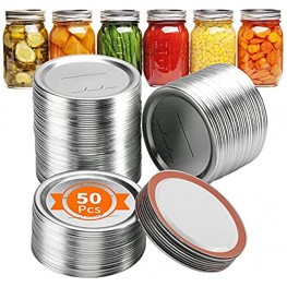 50-Count Regular Mouth Canning Lids for Ball Kerr Jars Split-Type Metal Mason Jar Lids for Canning Food Grade Material 100% Fit & Airtight for Regular Mouth Jars 50 Pcs
