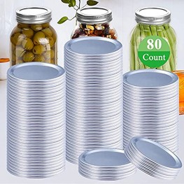80-Count Canning Lids Wide Mouth Canning Flats for Ball Kerr Jars Split-Type Metal Mason Jar Lids for Canning-100% Fit & Airtight for Large Mouth Jars-Food-Grade MaterialNot Include Bands
