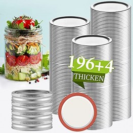 Canning Lids 200 PCS Mason Canning Jar Lids Regular Mouth Reusable Leak Proof Split-Type Lids Silver Jar Secure Caps and Bands with Silicone Seals Ring Food Grade Material Safe and Anti-Rust Canning Flats Fit & Airtight for Food Storage 2.76 Inches 70