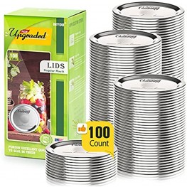 Canning Lids Regular Mouth 100 Count Mason Jar Canning Lids for Ball Kerr Canning Jar lids Bulk Food Grade Material Reusable Leak Proof Split Type Lids stainless steel with Silicone Seals Rings