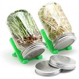 Complete Mason Jar Sprouting Kit 2 Plastic Mason Jar With 304 Stainless Steel Sprouting Lids Aluminum Sealed Covers and Foldable Bottle Stands Seed Sprouter and Germinator Set for Home Kitchen