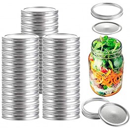 Jucoan 72 Pack Wide Mouth Canning Jar Lids and Rings 3.3 Inch  86mm Split-Type Mason Jars Covers Caps with Bands Leak Proof Metal Silver Can Lids