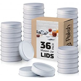 Paksh Novelty Replacement Mason Jar Lids Regular Mouth Canning Lids for Ball Kerr Bormioli Rocco And Other Brands. One-Piece Lid with Safety Button. White