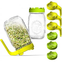 Sprouting Lids,Sprouting Jars Kit for Growing Bean Sprouts Broccoli Alfalfa Salad Sprouts and Wide Mouth Mason Jars Sprouting Jar with Handle -6 Pack Mode 1