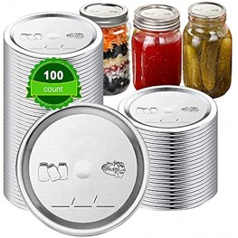 Thicken Canning Lids（100-Count 70mm）Regular Mouth Mason Jar Lids 100% Food Grade Material Fit Airtight for Regular Mouth Jars 100% sealed high pressure water bath Canning Lids will not buckled