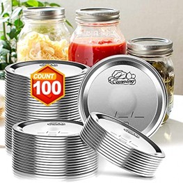 Wide Mouth Canning Lids for Ball Kerr Jars 100 Count Split-Type Metal Mason Jar Lids for Canning 100% Fit & Airtight for Wide Mouth Jars Food Grade Material
