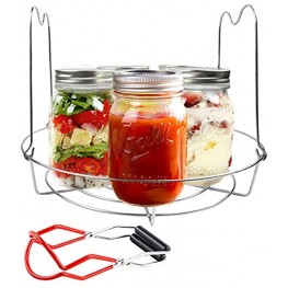 FOVERN1 Canning Rack Stainless Steel Canning Jar Rack Canning Tongs Regular Mouth Ball Jars and Wide Mouth Mason Jars Canning Kit Canning SuppliesJars Not Included