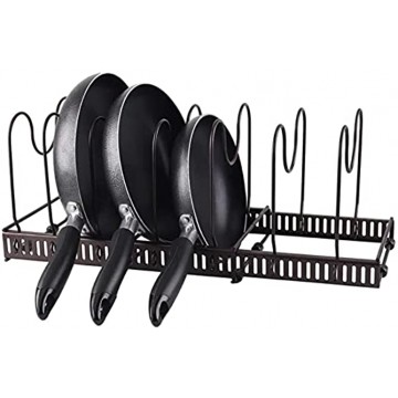 Expandable Pot and Pan Organizers Rack Cabinet Pantry Bakeware Organizer Rack Pans Pot Lid Organizer Rack Holder with 10 Adjustable Compartments