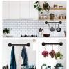 Industrial Pipe Pan Pot Rack Wall Mounted Iron Coffee Cups Hanger Bathroom Towel Bar Black Kitchen Utensil Cookware Holder Storage Organizer With 10 Detachable S Hooks