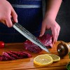 Damascus Carving Knife 8 Inch Yi VG10 Hammered Japanese Chef Knife Ultra Sharp Meat Cleaver for Meat Sushi Sashimi Roasts Blue Resin Handle