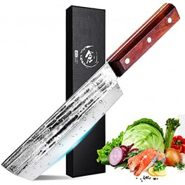 Full Tang Nakiri Knife 7.8" Japanese Chef Vegetable Knife Classic Vegetable Cleaver Knife with Octagon Rosewood Handle High Carbon Steel Usuba for Home Professional Kitchen Gift