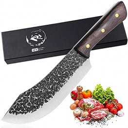 Hand Forged Butcher Knife for Meat Cutting Meat Cleaver Knife Full Tang High Carbon Steel Kitchen Chopper for Home Restaurant Outdoor Camping BBQ