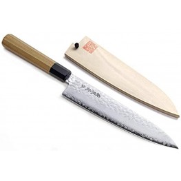 Yoshihiro VG-10 46 Layers Hammered Damascus Gyuto Japanese Chefs Knife Octagonal Ambrosia Handle 8.25" 210mm