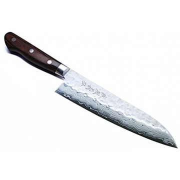 Yoshihiro VG-10 Damascus Santoku Multipurpose Japanese Chef Knife 7 Western Style Mahogany Handle