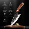 Boning Knife Viking Knife Meat Cleaver with Leather Sheath Japanese Knife Butcher Knife for Meat Cutting Bone Outdoor Camp Kitchen Bbq
