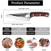 FUSIONKEI 5.5 inch Viking Knife Hand Forged Boning knife Full-Tang Butcher Knife Meat Cleaver Professional Chef Knife with Leather Sheath for Kitchen Camping Hunting BBQ Outdoor With Gift Box