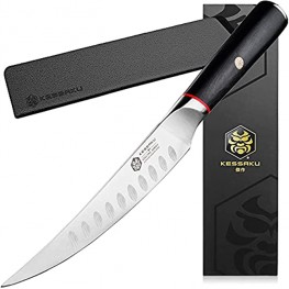 Kessaku 6.5-inch Boning Knife Spectre Series Forged Japanese AUS-8 High Carbon Stainless Steel Granton Edge Pakkawood Handle with Blade Guard