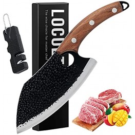 Locuetyn Meat Cleaver Knife for Chef,Hand Forged Butcher Boning Knife,Kitchen knives,boning knife for meat cutting,serbian kinfes camping Vegetable cleaver