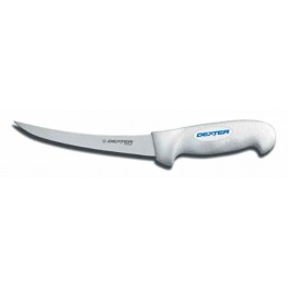 Sofgrip SG131-6-PCP 6" White Narrow Curved Boning Knife with Soft Rubber Grip Handle