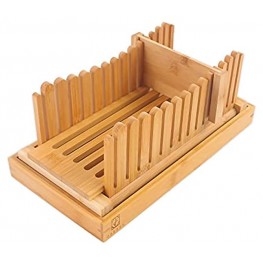 Attractive Bamboo Bread Slicers for Homemade Bread Loaf,Adjustable Bread Slicing Guide with 3 Different Thickness Fodable & Compact with Crumb Tray for Bread Cakes and Bagels. Small Oringnal