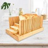 Bamboo Bread Slicer for Homemade Bread Loaf Cutting Guide with 2 Knives – Foldable and Compact with Crumbs Holder Tray and Knife