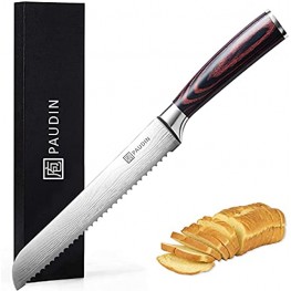 Bread Knife PAUDIN N4 8 Serrated Knife Ultra Sharp German High Carbon Stainless Steel Bread Cutting Knife for Homemade Bread Cake Knife with Ergonomic Handle and Gift Box for Crusty Soft Bread