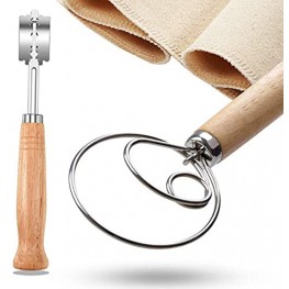 Bread Lame and Dough Whisk Set With Bakers Dough Couche Pastry Proofing Cloth and Super Sharp Blade 5 Replacement Blades ＆ Leather Protective Cover lame bread slashing tool 3 pack