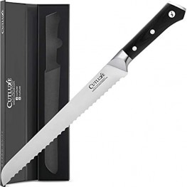 CUTLUXE Bread Knife – 10" Serrated Edge Knife – Forged High Carbon German Steel – Full Tang & Razor Sharp – Ergonomic Handle Design – Artisan Series