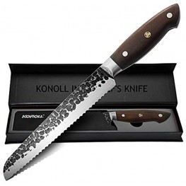 KONOLL Bread Knife,8-Inch Pro serrated Bagle knife Cutter  Forged Hammered Germany High Carbon Steel Cake Slicing 8-Inch Thunder-K Series