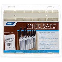 Camco Knife Safe Securely Mounts on Wood or Metal Surfaces Holds 7 Cooking and Carving Knives Organize and Store Knives While Creating Space 9" x 11" Beige 43583
