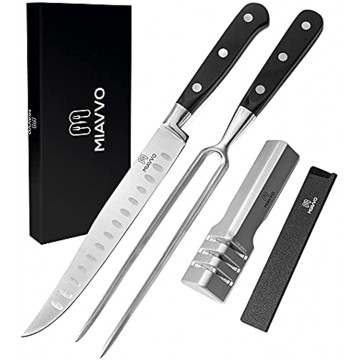 Carving knife and fork set carving set 8″ carving knife & 8″ fork knives sharpener blade cover gift box bbq set knife fork german stainless steel