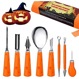 CRMPro 8 Pieces Pumpkin Carving Kit Stainless Steel Pumpkin Carving Tools with Carrying Case for Kids & Adults Easily Carve Sculpt Halloween Jack-O-Lanterns