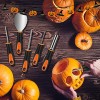 Halloween Pumpkin Carving Kit Premium Stainless Steel Halloween DIY Decoration Stencils 2 LED Candles 13PCS Professional Pumpkin Cutting Supplies Tools with Heavy Duty Knife for Kids & Adults