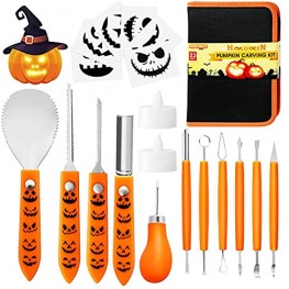 Halloween Pumpkin Carving Kit Tools 23Pcs Professional Heavy Duty Stainless Steel Carving Set for Pumpkin Jack-o-Lanterns Pumpkin Carving Set with Carrying Case