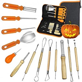 Hovico Pumpkin Carving Kit Halloween Pumpkin Carver Tools 13 Pieces Professional Stainless Steel Pumpkin Carving Tools Sculpting Knifes for Halloween Jack-O-Lanterns with Case