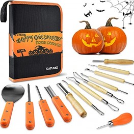 KATUMO Pumpkin Carving Kit 13 Pcs Heavy Duty Professional Pumpkin Carving Tools Stainless Steel Double-side Sculpting Tool Carving Knife Set for Halloween Decor