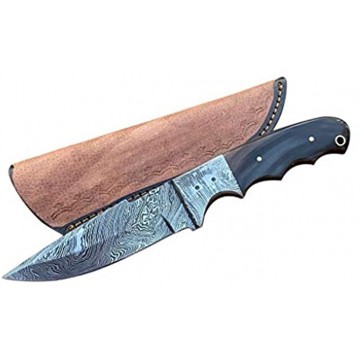 KSk Chef&Hunting Knifes Hunting Skinner Knifes Fixed Blade 9,00" Knife with Buffalo Horn with Mosaic Pins Handle With Sheath