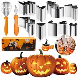 Pumpkin Carving Kit,11PCS Pumpkin Carving Tools with Stencils for Kids Adults,Stainless Steel DIY Pumpkin Carving Set Safe Halloween Decorations Pumpkin Punchers Carver Tool Gift for Kids