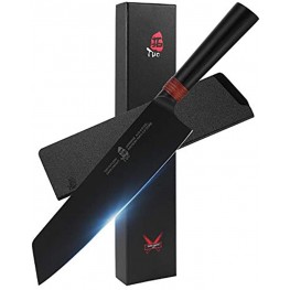 TUO Kiritsuke Knife 8.5 Japanese Professional Chef Knife with Black Titanium Coated Blade Japanese AUS-8 Stainless Steel Pakkawood Handle Dark Knight Series with Sheath & Gift Box