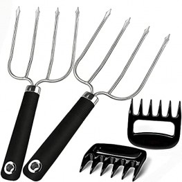 Turkey Lifting Forks Meat Claws Strong Endurance Stainless Steel Poultry Chicken Fork Ultra-Sharp Roast Ham Forks. Easily Lift Handle Meats Essential for BBQ & Thanksgiving Pros Set of 4