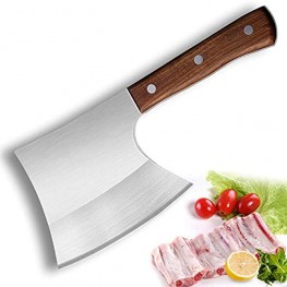BRTMKNIFE Bone Cutting Knife Meat Cleaver Heavy Duty,Stainless Steel Bone Chopping Knife Cleaver,Chinese Style Chef Bone Knife Butcher Knife with Solid Wood Handle Multipurpose Use for Home Kitchen