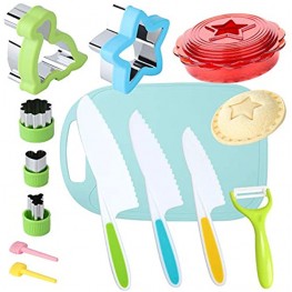 Kids Knife Set for Real Cooking with Cutting Board Safe Salad and Lettuce Knives Sandwich Cutter and Sealer for Kids Knives for Kids Cutting Vegetable Cutter Shapes Set
