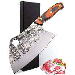 KITORY Meat Cleaver Forged Serbian Chef Knife Butcher Knife Vegetable Meat Chopping Knife Full Tang High Carbon Steel Mosaic Rivet Pakkawood Handle Kitchen Knife for Home&Restaurant