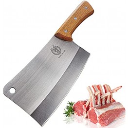 Meat Cleaver 7'' Heavy Duty Meat Chopper Bone Cutter High Carbon German Stainless Steel Butcher Knife Pearwood Handle Kitchen Chopping Knife Gift for Home Kitchen and Restaurant ZENG JIA DAO