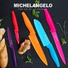 MICHELANGELO Kitchen Knife Set 10 Piece High Carbon Stainless Steel Kitchen Knives Set Knife Set for kitchen Rainbow Knife Set Colorful Knife Set- 5 Knives & 5 Knife Sheath Covers