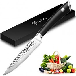 PAUDIN Utility Knife Sharp 5 Inch Kitchen Utility Knife High Carbon Stainless Steel Forged Blade Small Chef Knife with Full Tang ABS Handle Small Kitchen Knife for Home and Restaurant