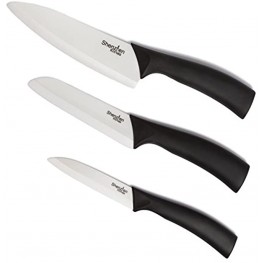 Shenzhen Knives | 3-Piece Ceramic Knife Set | 6" Chef's Knife 5" Slicing Knife 4" Paring Knife Set |Chef’s Knives | Ceramic Peeler | Ceramic Vegetable Knife | Kitchen Knife | Blade Won’t Rust | Black